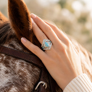 Silver Turquoise Desert Whirl Ring